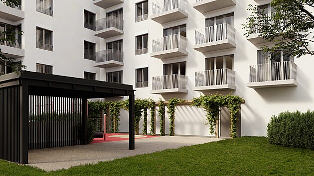 V relaxačním vnitrobloku by mělo být dětské hřiště, grilovací kout a zahrada. (22. dubna 2025)