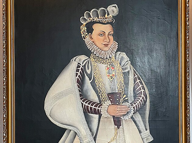 Známý obraz bílé paní, který se dochoval na zámku. Podle pověsti z něj...