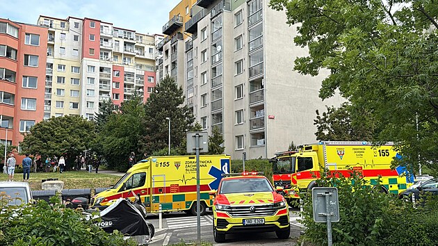 Požár bytu na Černém Mostě v Praze. (25. května 2025)