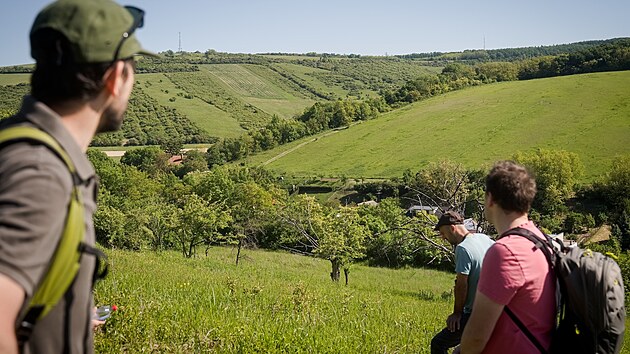 Kamenný vrch u Kurdějova, kde docházelo k hubení zplanělého borytu barvířského, se stal cílem jedné z expedic. (2025)