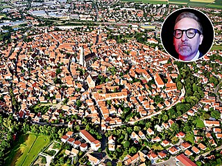 Letecký pohled na Nördlingen od západu Letecký pohled na Nördlingen od západu