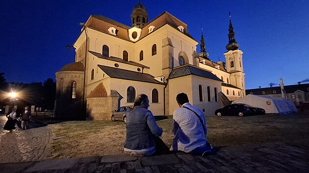 Cyrilometodějské slavnosti na Velehradě. Večerní romantika u baziliky.