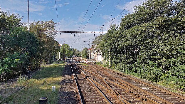 Trať za stanicí Teplice v Čechách
