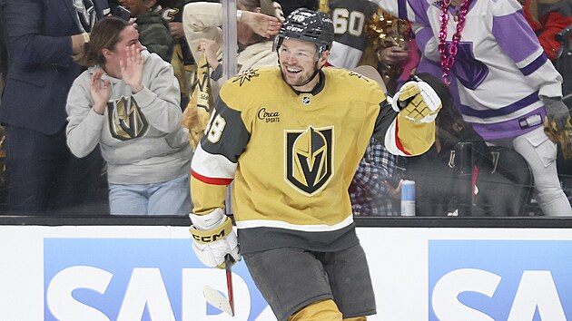Tomáš Hertl z Vegas Golden Knights se raduje z gólu proti Minnesota Wild. Tomáš Hertl z Vegas Golden Knights se raduje z gólu proti Minnesota Wild.