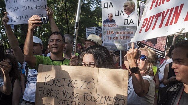 Protest proti vládě Viktora Orbána.