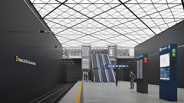 Vizualizace nádraží na ruzyňském letišti (8. září 2025)