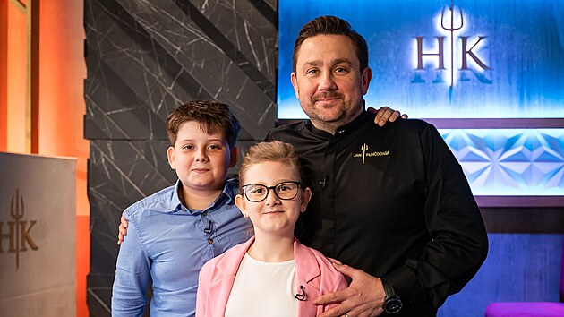 Jan Punčochář , jeho syn Matěj a dcera Rozárka v pořadu Hell’s Kitchen Česko (2025)