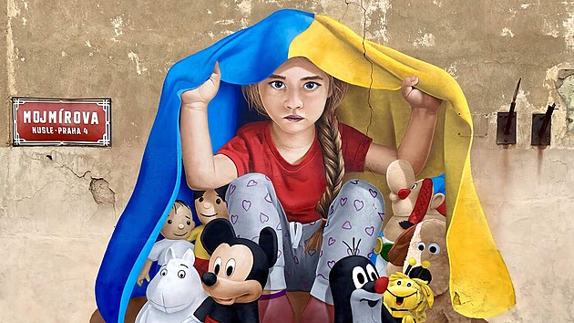 Streetartová malba v Praze 4 v Mojmírově ulici, která kvůli rekonstrukci musela zmizet. (13. září 2025)