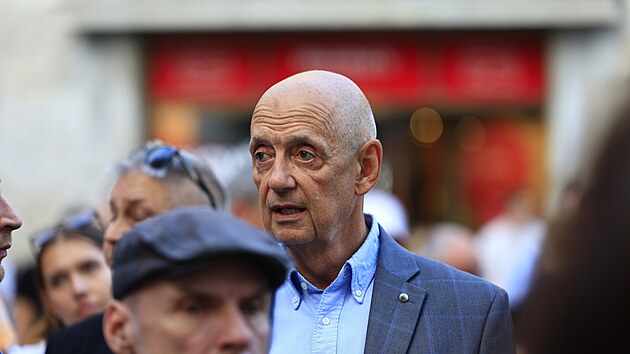 Krajský šéf ODS, nástupce Pavla Blažka v této funkci, Jiří Crha na akci na podporu Petra Fialy a uskupení SPOLU. (11. září 2025)