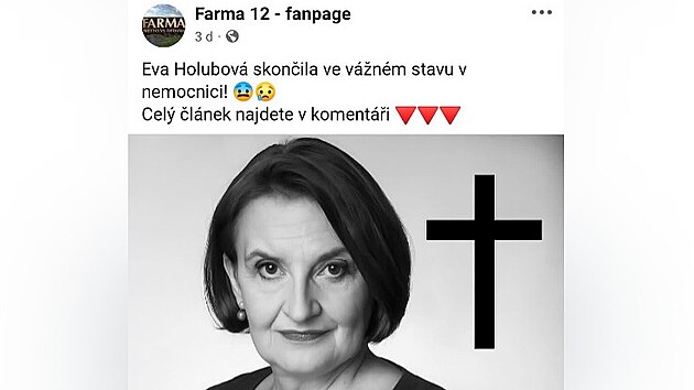 Herečka Eva Holubová se ohradila proti nepravdivé informaci, která o ní kolovala na sociálních sítích. (září 2025)