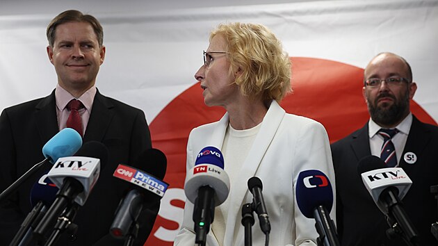 Kateřina Konečná oznámila prohru Stačilo. Volební štáb Stačilo je v hotelu Vista v Ostravě kde sleduje výsledky parlamentních voleb 2025. (4. října 2025)