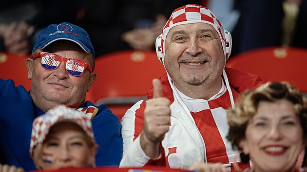 Chorvatští fanoušci před utkáním s Českem.
