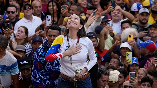 Venezuelská opozičnice María Corina Machadová (9. ledna 2025)