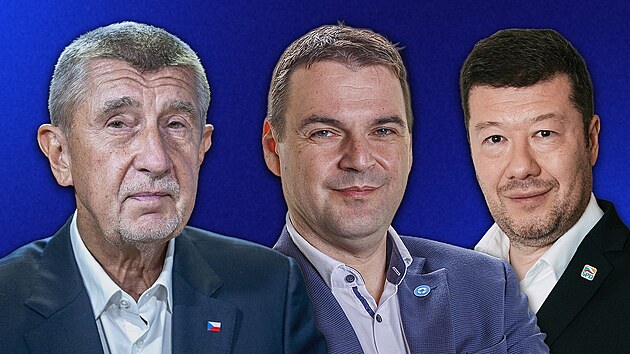 Andrej Babiš, Petr Macinka a Tomio Okamura