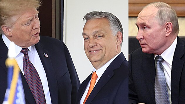 Zleva: Donald Trump, Viktor Orbán, Vladimir Putin