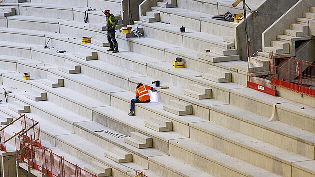Pohled do rozestavěné multifunkční arény v Brně. Ponese název T-Mobile arena. (22. října 2025)