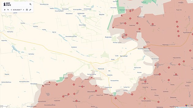 Situace na bojišti u Pokrovsku z 2. října 2025