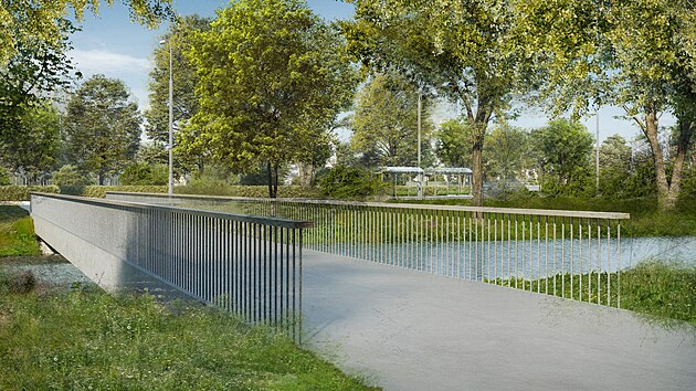 Nový most přes Sázavu je už sice hotový, teď ale bude několik měsíců čekat na instalaci hmotnostních tlumičů. Takto vypadal na vizualizacích, které město v minulosti zveřejnilo.