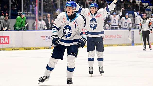 Miroslav Forman z Kladna se raduje z gólu proti Mladé Boleslavi.
