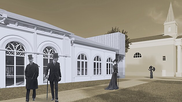 Vizualizace budoucí podoby Sadové kavárny ve Františkových Lázních.