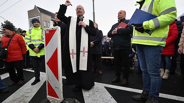 Slavnostní otevření mostu v Ratibořské ulici v Opavě. Původní most v centru města zničily podzimní povodně roku 2024. (23. listopadu 2025)