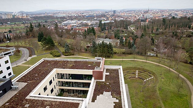 Výhled z Obláčku nad Plzní na město. (3. prosince 2025)