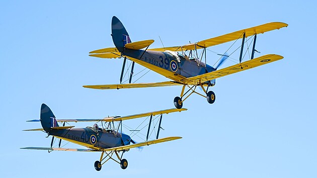 Historické letouny Tiger Moth ze sbírky RAF Station Czechoslvakia v Podhořanech