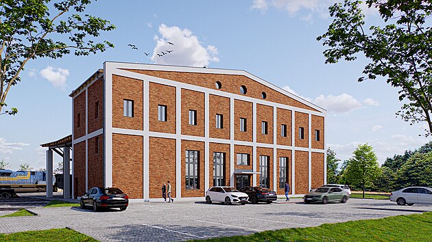 Vizualizace železničn&iacute;ho muzea, kter&eacute; v Doln&iacute; Lipce postav&iacute; Pardubick&yacute; kraj.