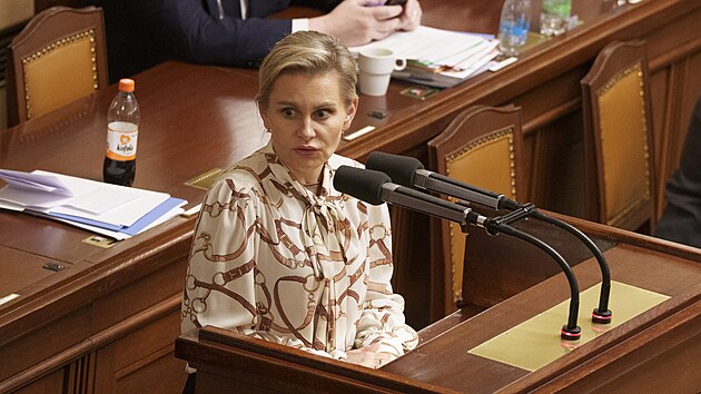 Schůze Poslanecké sněmovny. Vyslovení důvěry vládě. Na snímku Taťána Malá (ANO). (15. ledna 2026)