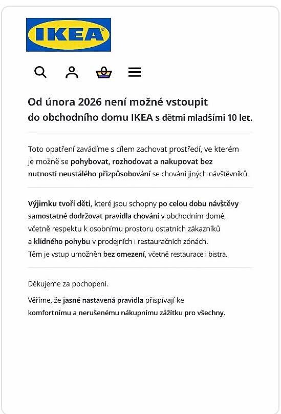 Sociálními sítěmi se šíří nepravdivé informace o zákazu vstupu děti do IKEA....