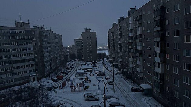 Ruské město Murmansk, které na několik dní přišlo o elektřinu kvůli spadlému elektrickému vedení. (25. ledna 2025)