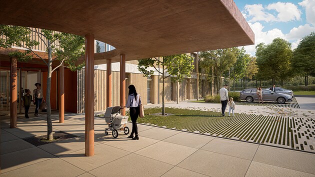 Vizualizace podoby exteriéru nového Domu Ronalda McDonalda, který vznikne v areálu Fakultní nemocnice Olomouc.