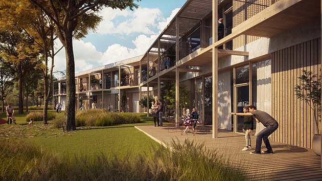 Vizualizace podoby exteriéru nového Domu Ronalda McDonalda, který vznikne v areálu Fakultní nemocnice Olomouc.