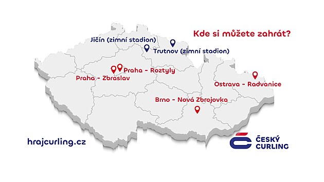 Kde si zahrát curling? Poradí grafika z Facebooku Českého curlingového svazu
