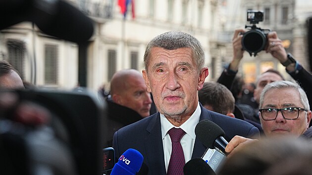 Tisková konference Andreje Babiše v Itálii. Tam navštívil italskou premiérku Giorgiou Meloniovou, místopředsedu vlády a ministra dopravy Matteo Salviniho. (4. února 2026)