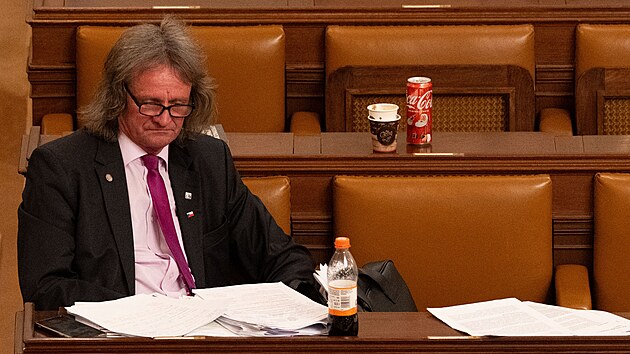 Schůze Poslaneck&eacute; sněmovny. Na sn&iacute;mku poslanec Miroslav &Scaron;evč&iacute;k (SPD). (11. &uacute;nora 2026)