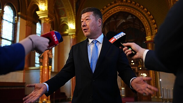 Předseda Poslaneck&eacute; sněmovny Tomio Okamura (SPD) na jedn&aacute;n&iacute; předsedů parlamentů zem&iacute; V4. (27. &uacute;nora 2026)