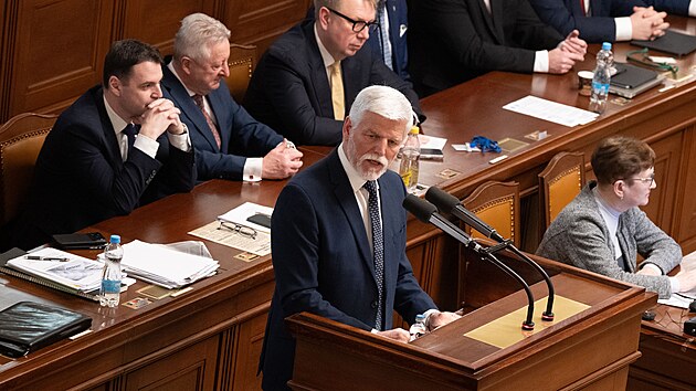 Prezident Petr Pavel vystoupil na 10. schůzi sněmovny. (3. března 2026)