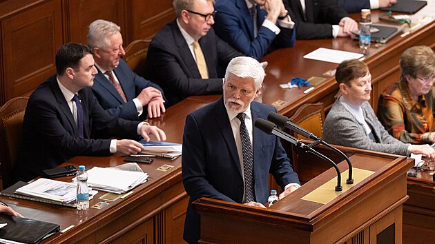 Prezident Petr Pavel vystoupil na 10. schůzi sněmovny. (3. března 2026)