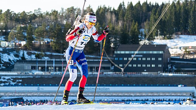 Tereza Voborníková běží sprint v Oslu.