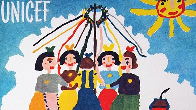 Obr&aacute;zek dět&iacute; tanč&iacute;c&iacute;ch kolem m&aacute;jky od Jitky Samkov&eacute; z Rudolfova u Česk&yacute;ch Budějovic z roku 1947, kter&yacute; nakreslila v sedmi letech jako poděkov&aacute;n&iacute; za potravinovou pomoc. UNICEF z něj udělal svou prvn&iacute; pohlednici, jej&iacute;ž prodej pom&aacute;hal sh&aacute;nět pen&iacute;ze pro hladověj&iacute;c&iacute; děti. (17. dubna 2026)