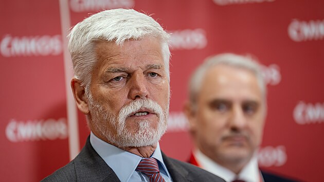 Prezident Petr Pavel jako host na sjezdu Českomoravsk&eacute; konfederace odborov&yacute;ch svazů (ČMKOS) v Praze. (24. dubna 2026)