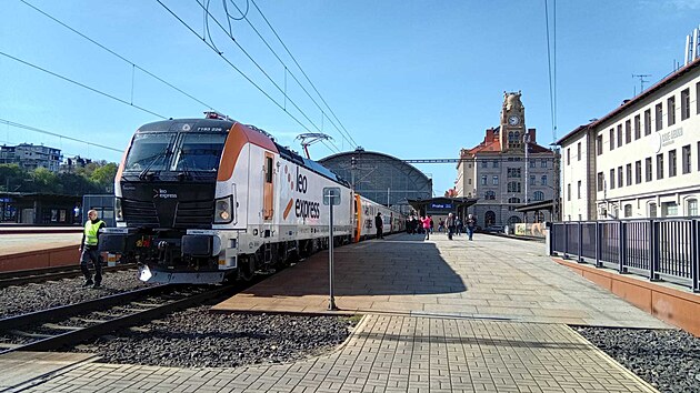 Nová vlaková souprava Leo Expressu na Hlavním nádraží v Praze (23. dubna 2026)