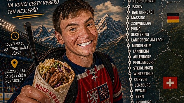 D&aacute;lkov&yacute; chodec Nico Moro m&aacute; jasno: 28 dn&iacute; na cestě, 850 kilometrů v noh&aacute;ch a každ&yacute; den jeden kebab k j&iacute;dlu. Putov&aacute;n&iacute; z Třeb&iacute;če na hokejov&yacute; &scaron;ampion&aacute;t m&aacute; nav&iacute;c charitativn&iacute; rozměr, chodec chce pomoci tř&iacute;let&eacute; Viktorce.