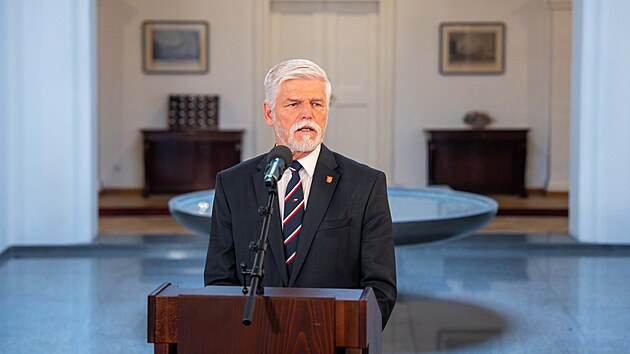 Prezident Petr Pavel na tiskov&eacute; konferenci po jedn&aacute;n&iacute; s premi&eacute;rem Andrejem Babi&scaron;em (8. května 2026)