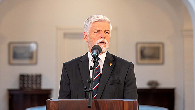 Prezident Petr Pavel na tiskov&eacute; konferenci po jedn&aacute;n&iacute; s premi&eacute;rem Andrejem Babi&scaron;em (8. května 2026)