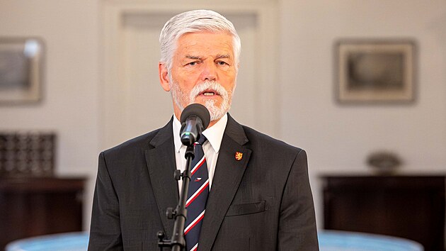 Prezident Petr Pavel na tiskov&eacute; konferenci po jedn&aacute;n&iacute; s premi&eacute;rem Andrejem Babi&scaron;em (8. května 2026)