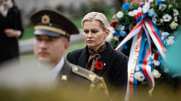 Pietní akt při příležitosti Dne památky a vítězství nad nacismem, který pořádalo ukrajinské velvyslanectví. Olšanské hřbitovy. Na snímku vládní zmocněnkyně pro lidská práva Taťána Malá (ANO). (8. května 2026)