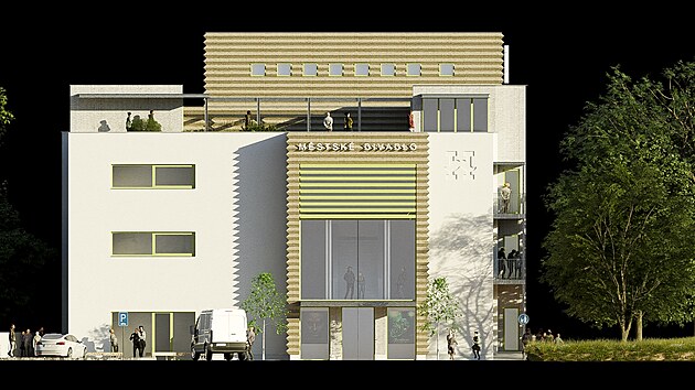 Takto si novou podobu havl&iacute;čkobrodsk&eacute;ho městsk&eacute;ho divadla a kina představuje architekt. Než k rekonstrukci budovy dojde, může se projekt je&scaron;tě v mnoh&eacute;m změnit.