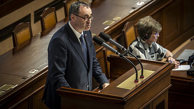 Mimořádná schůze Sněmovny svolaná z popudu vládní koalice k postoji Sněmovny ke sjezdu Sudetoněmeckého krajanského sdružení v Brně, na snímku Boris Šťastný. (14. května 2026)